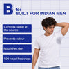 B for Built for Indian men: controls sweat, prevents odour, nourishes skin.