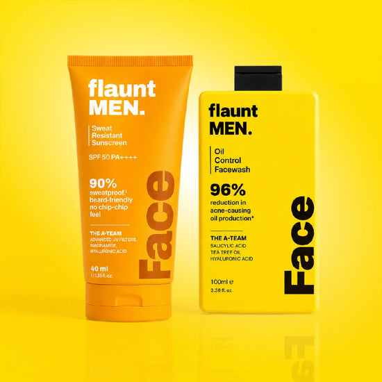 Face Duo: Sweat Resistant Sunscreen 40 ml and Oil Control Facewash 100 ml.