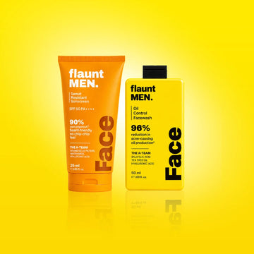 Face Trial Duo: Sweat Resistant Sunscreen 25 ml and Oil Control Facewash 50 ml.