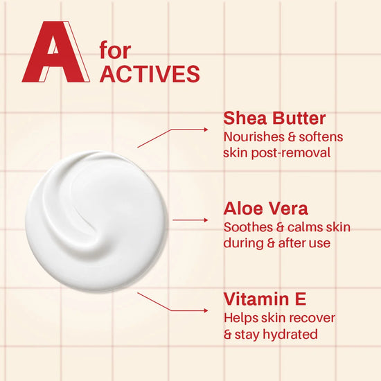 A for Actives: shea butter, aloe vera and vitamin E.