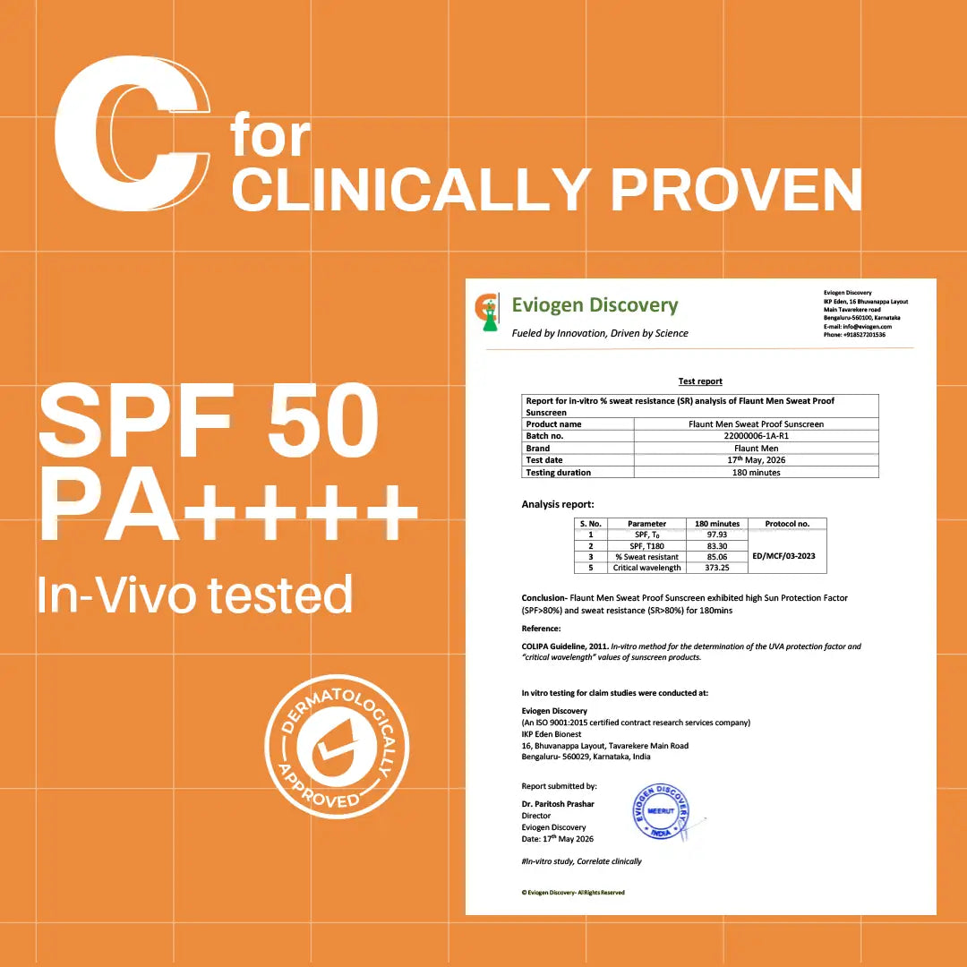C: SPF 50 sunscreen with its lab report.
